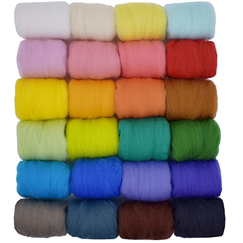 Lana de Fieltro 24 Colores TICOSH Hilo de Lana para Afieltrar Mano Spinning DIY