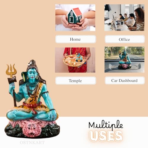 Image of Shiva Idol for Car Dashboard & Home Decor | 3.5 Inch Resin Shiv Ji Idol for Pooja Room, Living Room, Office, Spiritual Showpiece & Gift (7x5x9 cm)