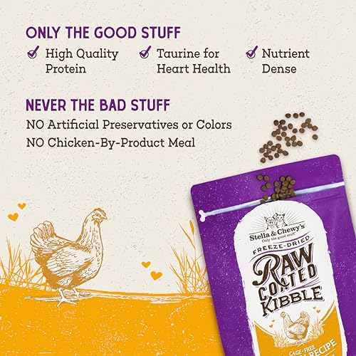 Stella & Chewy's Raw Coated Cat Food - High Protein, Grain-Free Kibble with Cage-Free Chicken - Premium Digestive Support with Probiotics - Natural Small Kibble - Perfect For Picky Eaters - 2.5lb Bag - image 4