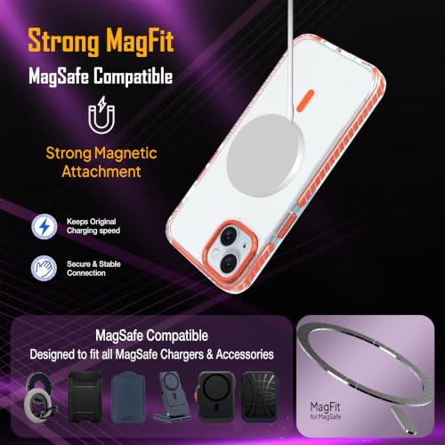 Image of Zapcase Crystal Clear Back case for iPhone 14 Plus | PC Back | TPU Bumper with Inner Rubber Grip | Metal Camera Guard Bezel | Metal Buttons | Scratch Resistant Cover | 2 Layer Edge Protection | Orange