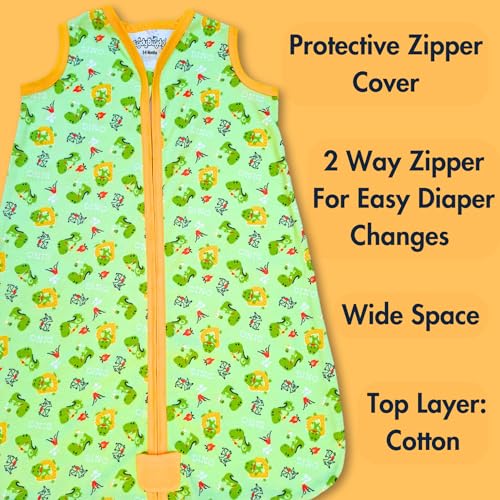 Image of TuddyBuddy 100% Cotton Wearable Blanket Sleeping Bag for Baby | Ideal for Babies & Kids Hypoallergenic Fabrics | Pack of 1 - Green AOP, 0-6 Months