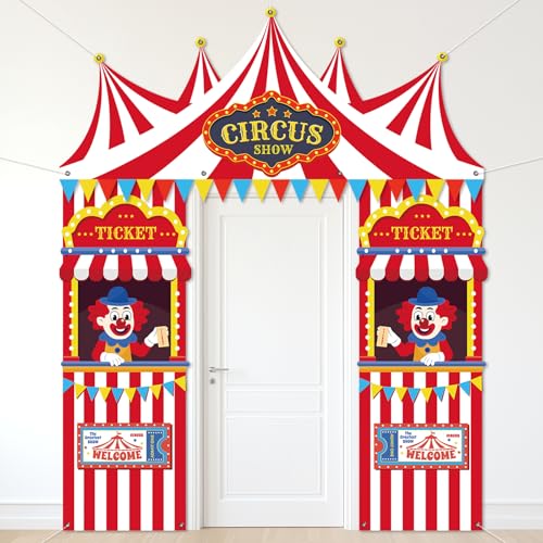 3Pcs Carnival Circus Tent Decorations Circus Party Porch Banner Set