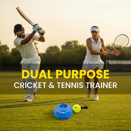 Image of PulseITStroke - Tennis Trainer Rebound Ball with String | Self-Practice Tennis Training Set with Base | Cricket & Tennis Rebound Ball with Rope | Fill with Water or Sand for Stability (Octagon)