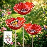 Lot de 3 Bain d'oiseaux Extérieur,Bird Bath Vasque de Jardin Extérieur, Bain d'oiseau/Bain Oiseaux Abreuvoir pour Oiseaux Extérieur,Mangeoire Oiseaux Extérieur sur Pied,Alimentation et Abri pour Oisea