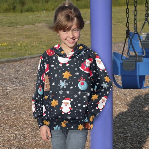 Kids Hoodies Sweaters Christmas Xmas Santa Claus Hooded Sweatshirts with Big Pockets for Boys Girls B04003594