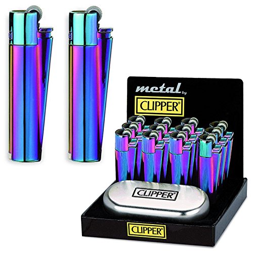 Encendedor Clipper Metal con Piedra Azul, Verde y Púrpura miniatura 2