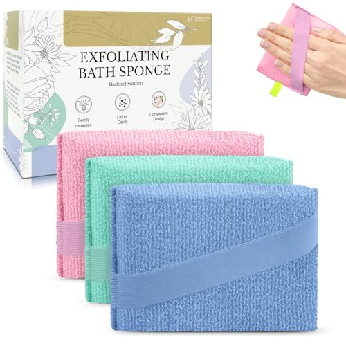 Éponge exfoliante corps MIG4U Lot de 3 macaron douche homme femme