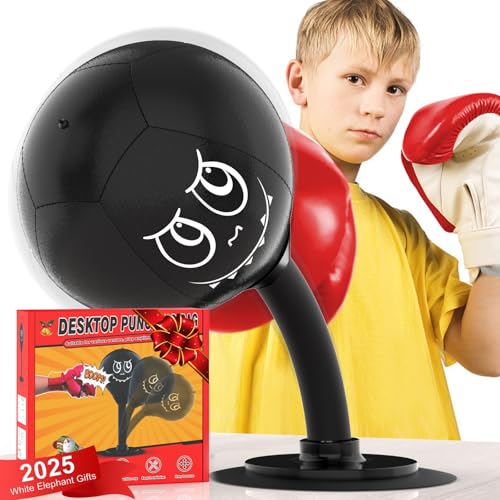 Strong Suction Desktop Punching Bag - Stress Relief Boxing Ball with Upgraded Durable Spring, Secured Office Home Desk Toy Gift for Kids, Friends, and Coworkers