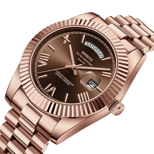 NIBOSI Men Watches Analog Quartz Stainless Steel Rose Gold Silver Watches for Men Waterproof Business Classic Desiger Wrist Watch with Day Date2