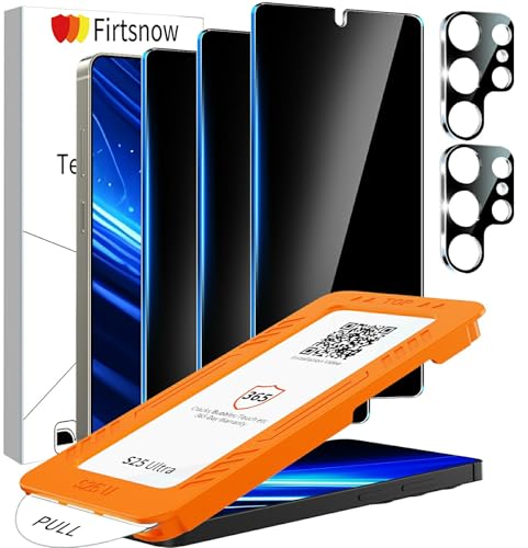 3 Pack Privacy Screen Protector for Samsung Galaxy s25 ultra Tempered Glass + 2 Pack Camera Lens Protector True 25Anti Spy Military Grade Shatterproof 9H+ Hardness Auto Alignment Frame 6.9
