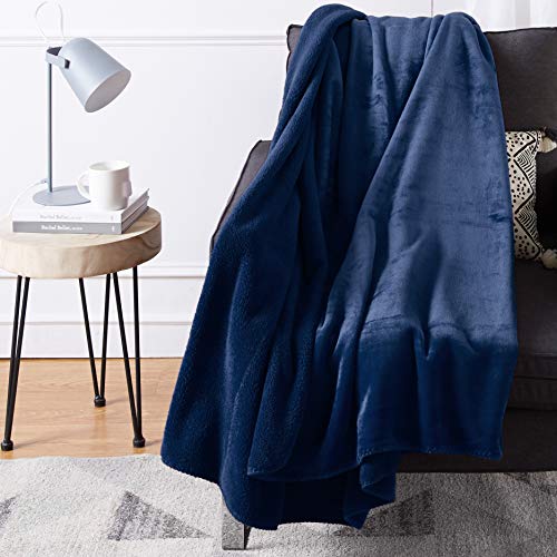 Amazon Basics Fuzzy, Micro Plush Fleece Blanket, All Seasons - King, Navy