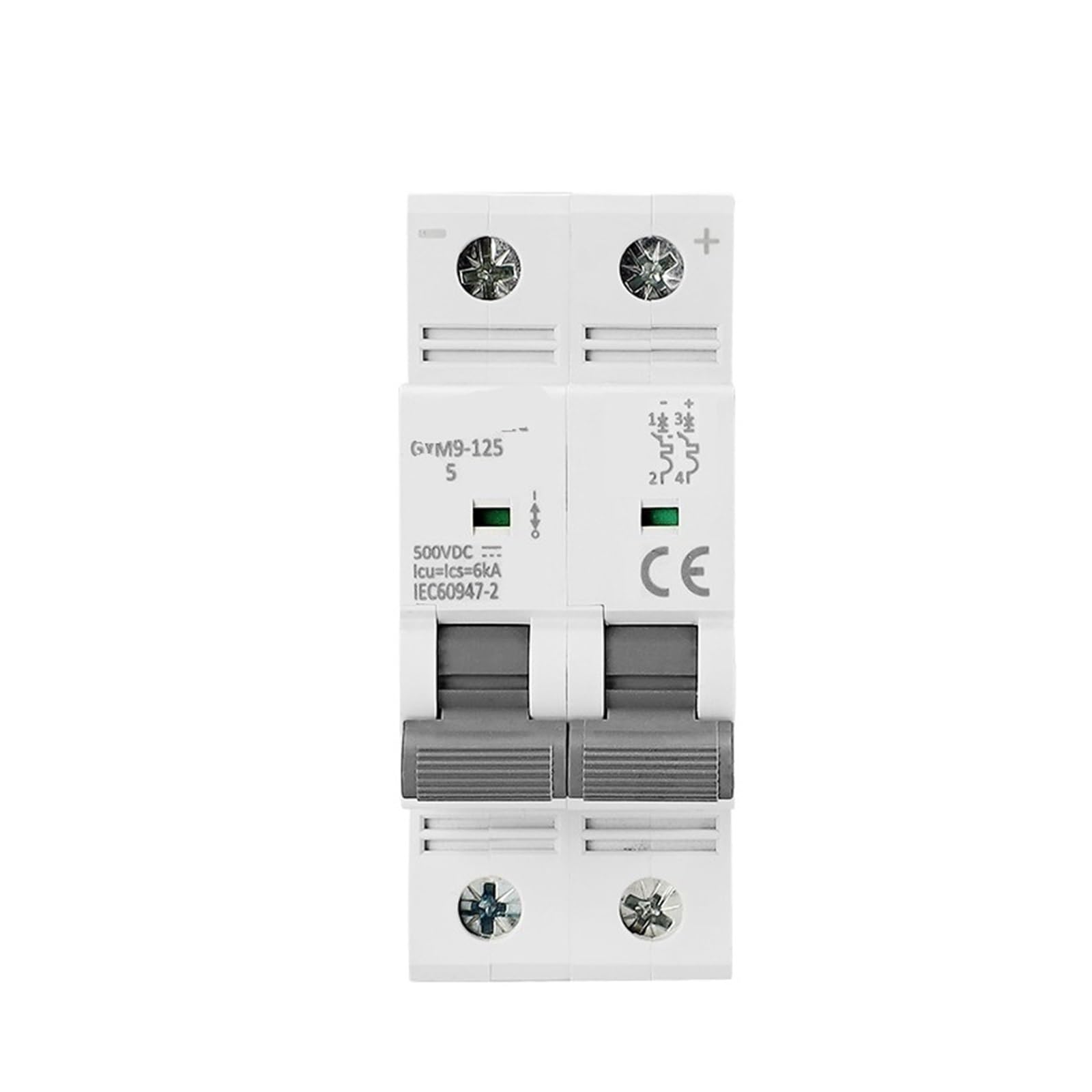 Disjoncteur miniature bipolaire 100A pour éviter les surcharges de courant continu 500V