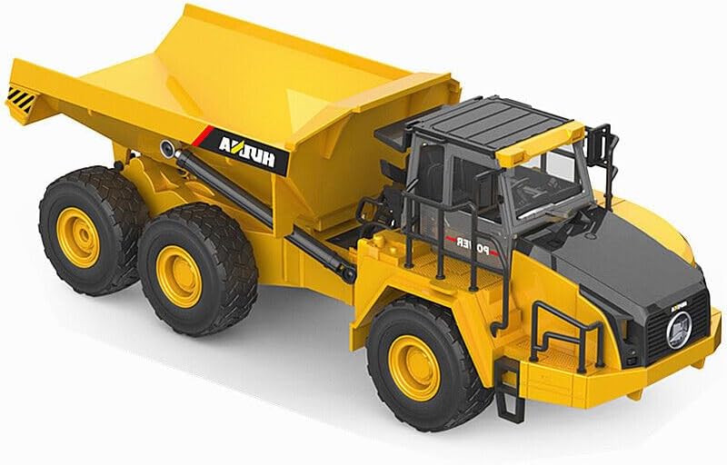 Miniatura 2 de HUI NA Camión volquete RC a control remoto, escala 124, 2.4G, vehículos de construcción con 2 baterías recargables para niños y niñas