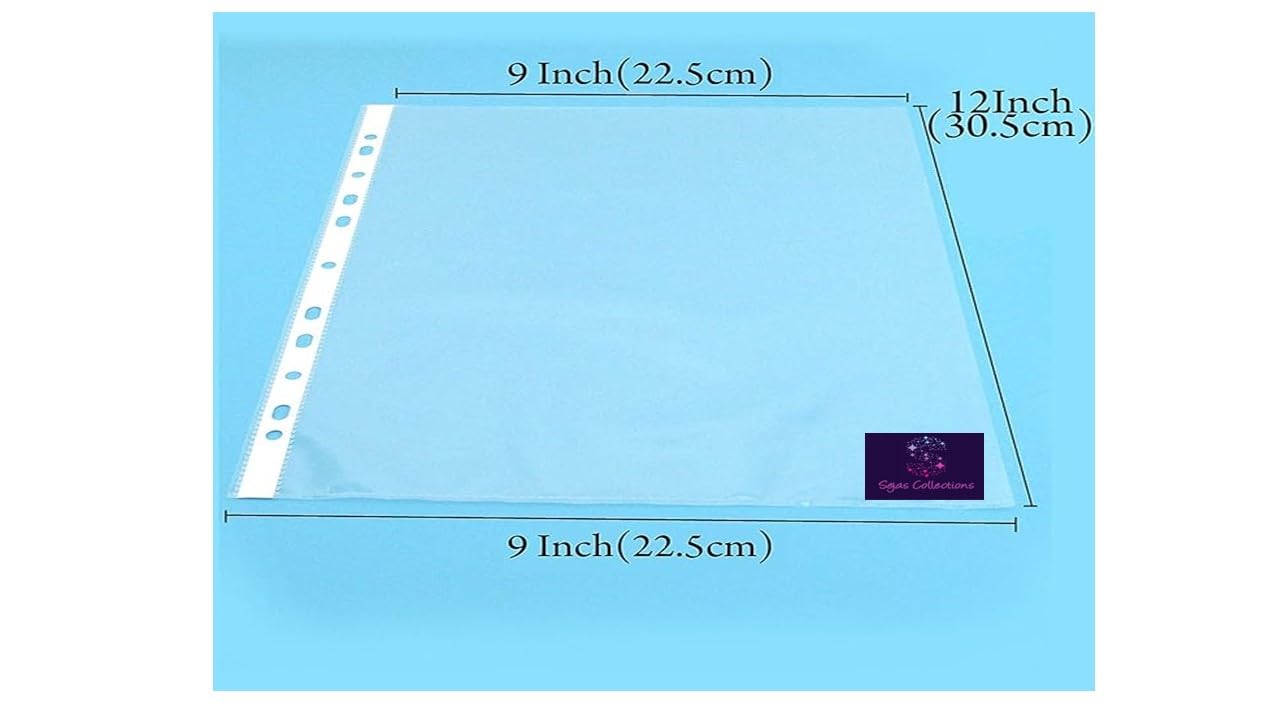 SEJASCOLLECTIONS Heavy Duty |Pack of 25 Pcs| 200 Micron, A4 Size, Transparent Document Sleeves, Leaf Sheet Clear Certificates/Waterproof Sheet Protectors 11 Holes Punched Ring Files Folder. 4