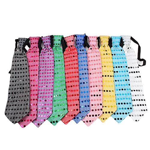 KieTeiiK Lot de 10 cravates lumineuses à LED pour le cou - Cravate lumineuse clignotante - Cravate pré-nouée