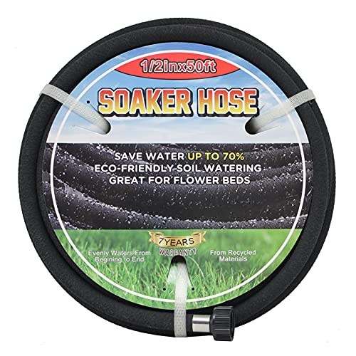Magees 1/2in Soaker Hose -Garden Hose 50FT Garden Water Hose Save 70% Water- Drip Hose for Lawn- Great for Garden Flower Beds - Perfect Delivery of Water