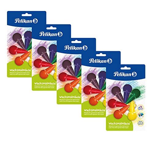 Pelikan Wachsmalstifte 803328 in Mäuseform, 6er Set farbig sortiert