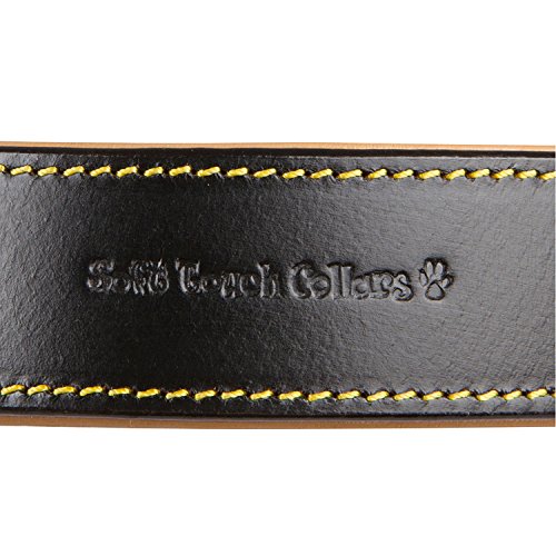 Soft Touch Collars Black Leather Padded Dog Collar, Size Medium, 20" Long X 1" Wide , Neck Size 14.5" To 17.5" Inches #TOP3