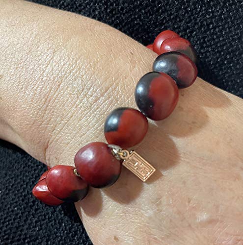 Image of EVELYN BROOKS Classic Stretchy Adjustable Beaded Bracelet for Women 6.5 inch - 7.5 inch w /Meaningful Good Luck Huayruro Seeds Beads - Great Gifts for Mom, Daughter, Sister, Aunt, Girlfriend