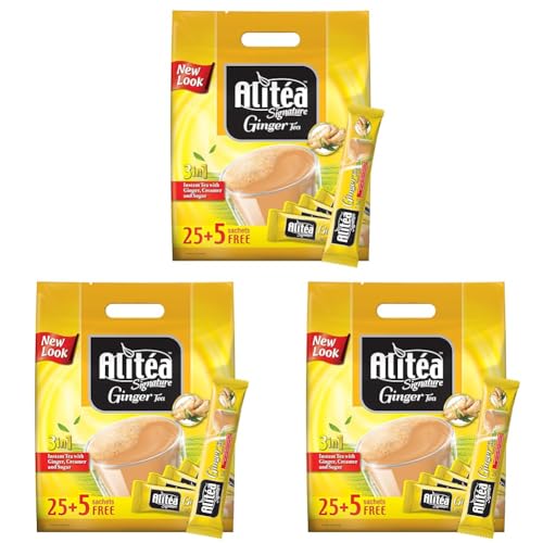 Image of Alitea Signature Ginger Premix Instant Tea 3 in 1, (30 Sachets x 20gms)- 600gms (Pack of 3)