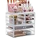 Sorbus Large Clear Makeup Organizer - Detachable 3-Piece Jewelry & Make Up Organizers and Storage Set - Spacious Cosmetic Display Tower - Makeup Organizer for Vanity, Bathroom, Dresser & Countertop