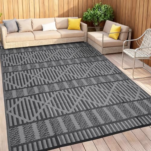 MilleLoom Outdoor Rug 9x12 Modern Striped Geometric Area Rugs for
