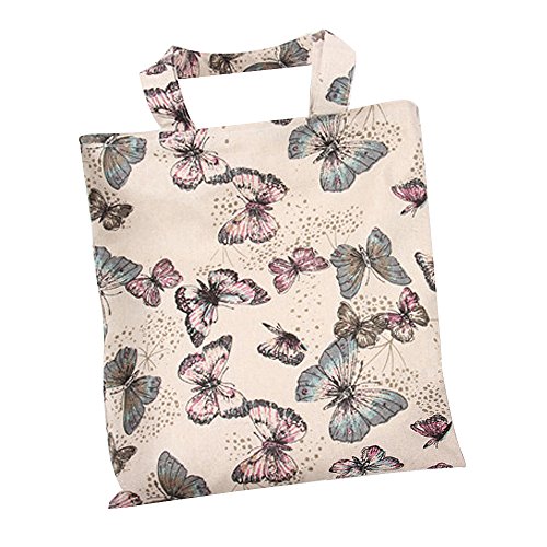 Chezi Women's Butterfly Cotton Reusable Foldable Canvas Tote Shoulder Shopping Bag2