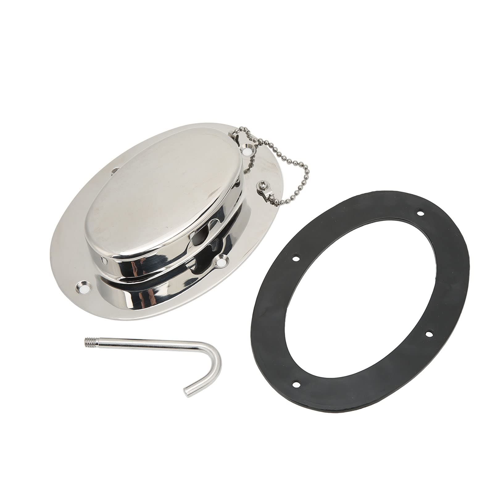 Edelstahl Ketten - Decksdurchführung 304, oval, 6,32x4,47 Zoll Basis, 4,3x2,31 Zoll Öffnung, mit Gummidichtung – Stabil & rostfrei, extra Flacher Deckzugang, ideal für Ankerkette