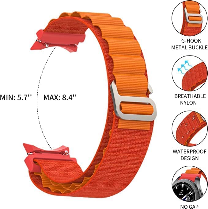 FOLX FGM2207 20MM GHook Nylon Alpine Bands Compatible For Samsung Galaxy Watch 4 Classic 46mm