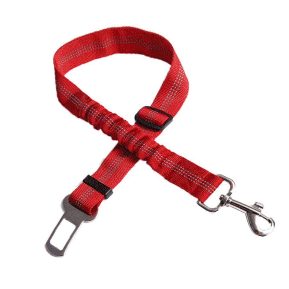 Huhuswwbin Dog Accessories, Pet Seat Belt,Adjustable Dog Safe Leads Buffer Stretchy Rope Nylon Pet Elastic Car Seat Belt - Red