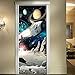 YQLKD 3D Porte Poster Vaisseau Spatial Planète 3D Autocollant Auto-Adhésif Décoration De Porte À La Maison