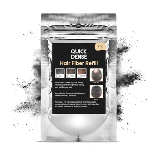 Image of Hair Building Fiber Refill Pack | Plant Based Cotton Fibers Refill Bag for Men & Women | Styling Accessory for Thin Hair Appearance | Natural Look - Black (Pack of 1)