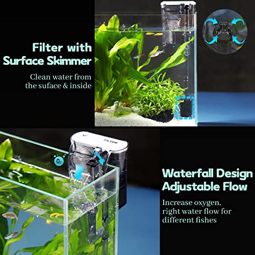 LAQUAL Aquarium Starter Kit (3 Gal), Rimless Glass Low Iron Fish Tank