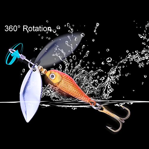 Jsfun 16 Pcs Fishing Lure Spinnerbait For Bass Perch Trout Super Cranking Fishing Spinner Baits Kit Hard Metal Fishing Spinners #TOP4