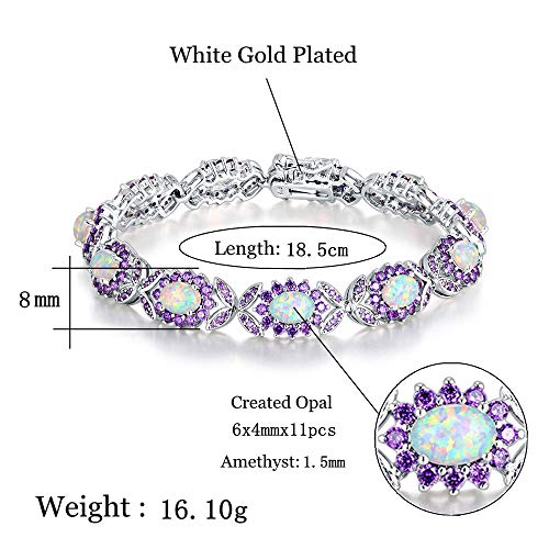 Cinily Opal Tennis Bracelets 18K White Gold Plated Link Bracelets Opal Jewelry For Women #TOP5