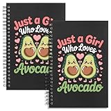 Avocado Gift for Women Just a Girl Who Loves Avocado 2pcs A5 Lined spiral journal Fruit lovers Gift Cute Avocado Notebook for Best Friend Inspirational Gifts (2 Spiral-loves Avocado)