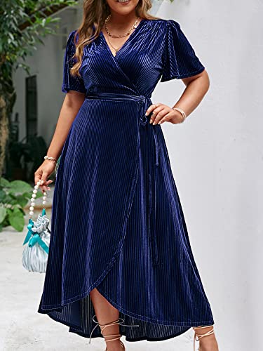 Image of BerryGo Women's Velvet V Neck Wrap Semi Formal Dress Cocktail Party Maxi Dress for Wedding Guest