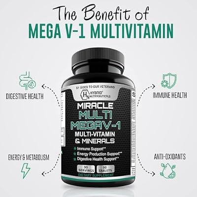 MEGAV-1 Multi-Vitamin, Superfood & Minerals - Daily Multivitamin with Probiotics, Digestive Enzyme, Mushroom Complex for Heart Health, Immune Support, Energy & Stamina: 2-Pack, 180 Tablets