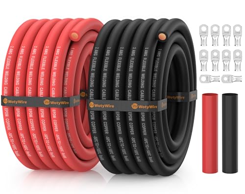 WotyWire 2 Gauge Battery Cable with Lugs 20FT