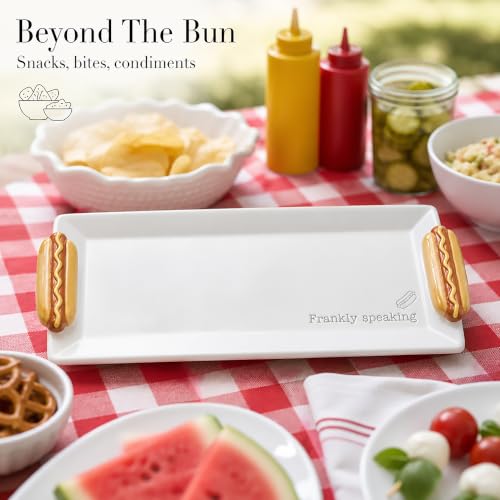 Mud Pie White Ceramic Hot Dog Serving Tray by Mud Pie - Used condition - Image 4