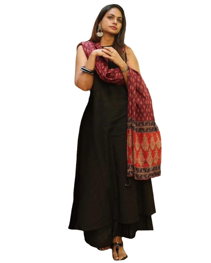 Women's Rayon Viscose Solid Regular Kurta with Palazzo & Dupatta-image-26
