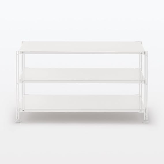 Muji 02999124 Steel Unit Shelf, Steel Shelf Set, Wide, Mini, Light Gray, Width 33.9 x Depth 16.1 x Height 18.1 inches 86 x 41 x 46 cm