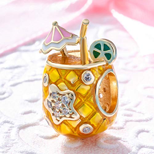 Holiday Summer Beach Coconut Pineapple Drink Charms Beads Sterling Silver For Bracelets #TOP3