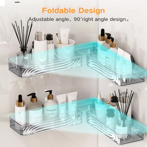 Dayinkes 24 Inch Suction Cup Sink Shelf, Foldable Bathroom Kitchen Suction Cup Shelf, No-Punch Bathroom Sink Shelf Over Faucet, Bathroom Countertop Organizer, for Kitchen/Bathroom Organizer (Gray) by Dayinkes - Image 2