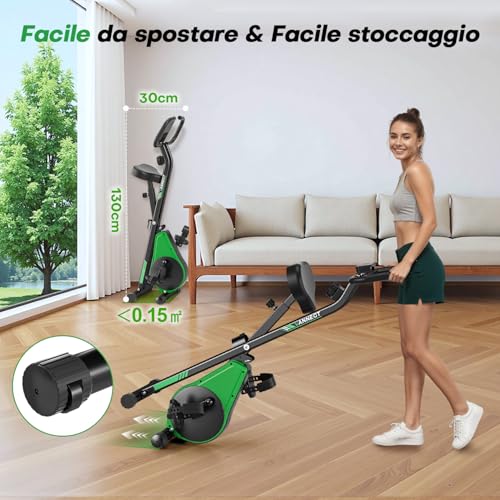 Vannect Cyclette Pieghevole 3 In 1, Cyclette Da Casa Con 16 Livelli Di Resistenza, Monitor Lcd Misurazione E Delle Pulsazioni Portata, Ciclette Bike Con Sedile Di Comfort Per Casa E Ufficio 150Kg - 8
