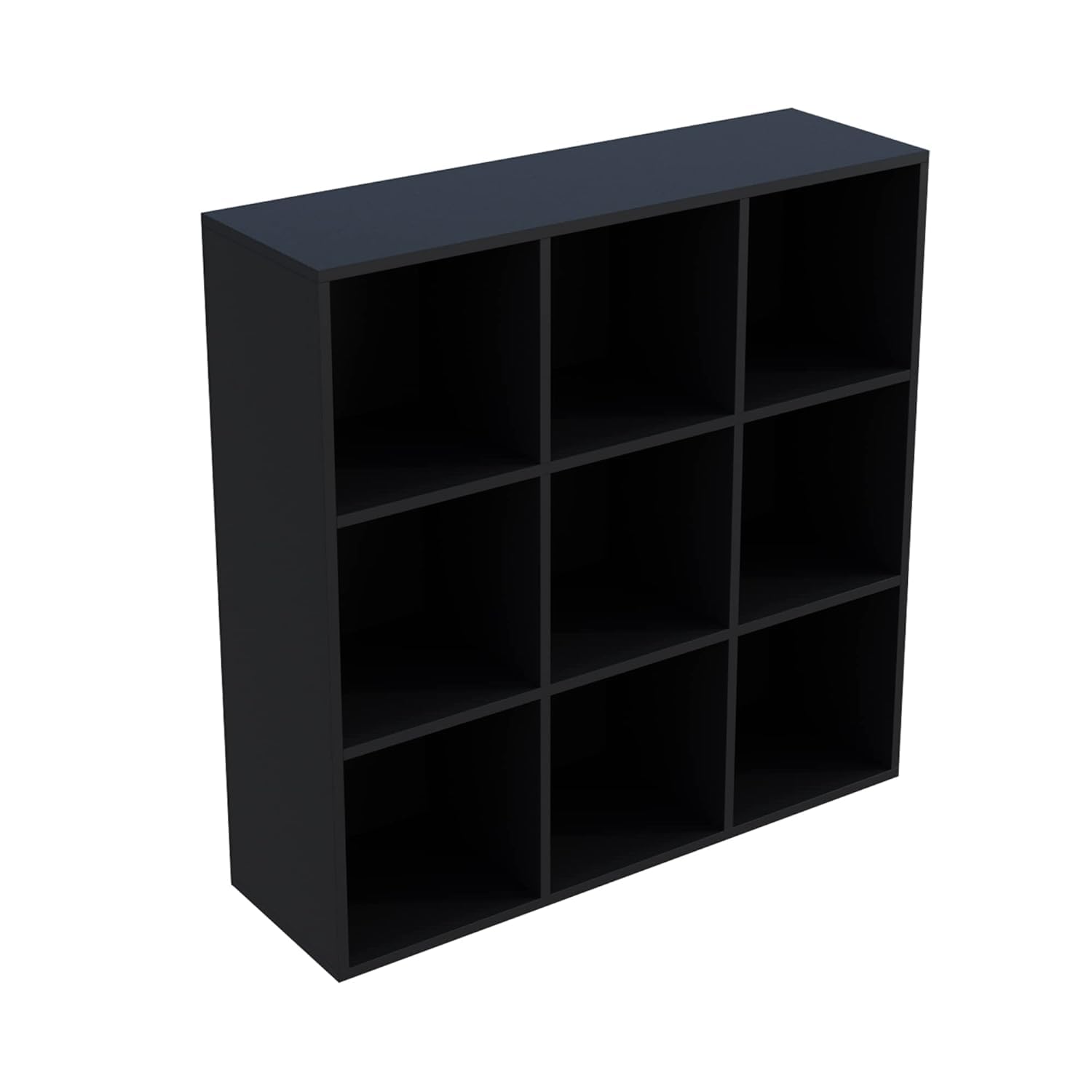 Priti 9-Cube Storage Shelf Bookcase - Wooden 3-Tier Free Standing Open Bookshelf for Home and Office, Organizer Cabinet in Black-image-26