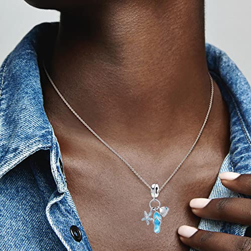 Image of Tropical Ocean Life Charm Sea Turtle Starfish Enamel Dangle Bead for European Bracelet