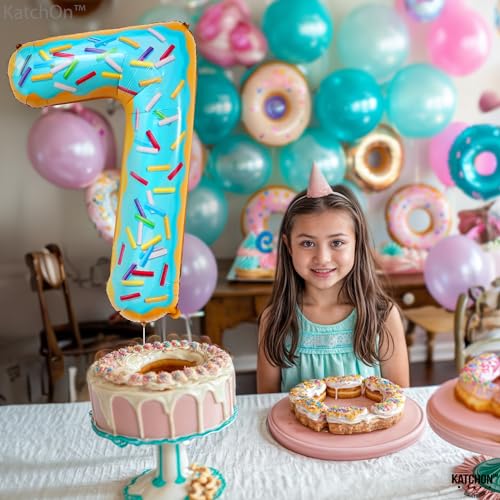 Image of KatchOn Donut Number 7 Balloon 40 Inch, 7 Birthday Balloon | Party Decorations, 7 Balloon Number, Donut Balloons for Bdy Party