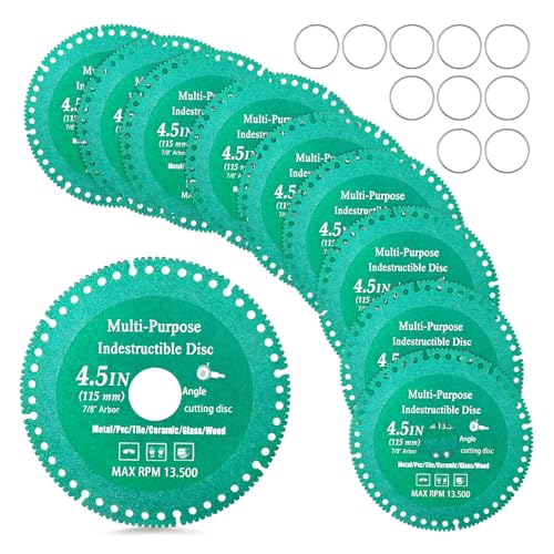 10 Pcs 4-1/2 Indestructible Cutting Discs Angle with 7/8 Arbor