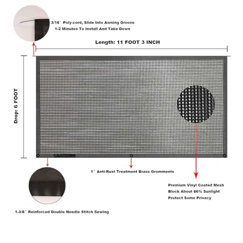 Image of RV Awning Mesh Sun Shade Screen for Motorhome Camper Trailer Sunshade